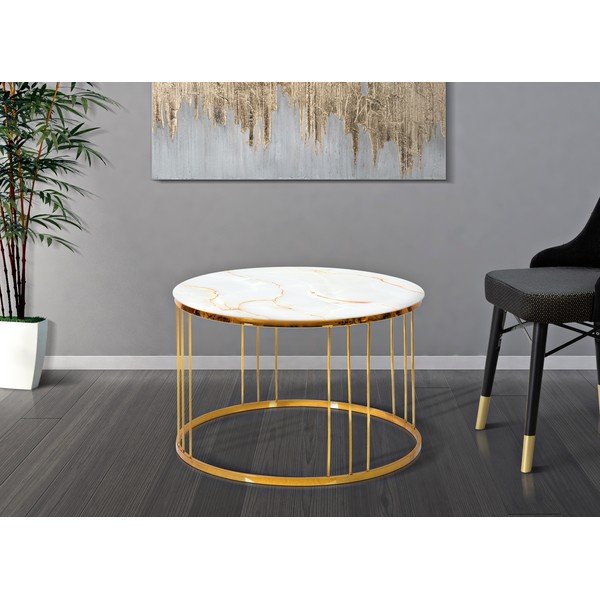 Масичка за кафе в златисто , ⌀ 70 cm Simple Paris - Mauro Ferretti-image-1