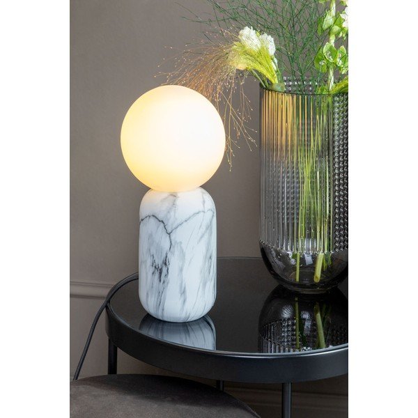 Бяла настолна лампа с мраморна декорация, височина 32 cm Leitmotiv Gala-image-1