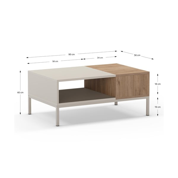 Кремава масичка за кафе 56x90 cm Cailin – Marckeric-image-4