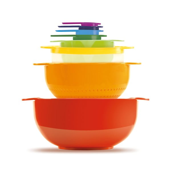 Кухненски комплект от 8 части с купички и мерителни чаши Rainbow - InnovaGoods