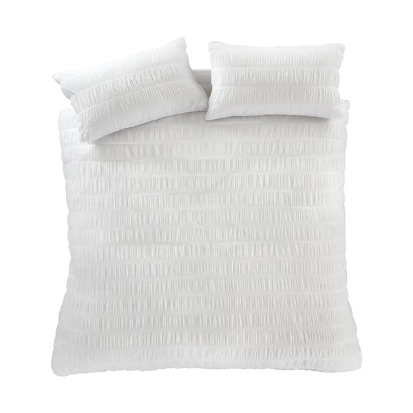 Бяло спално бельо за двойно легло 200x200 cm Seersucker - Catherine Lansfield