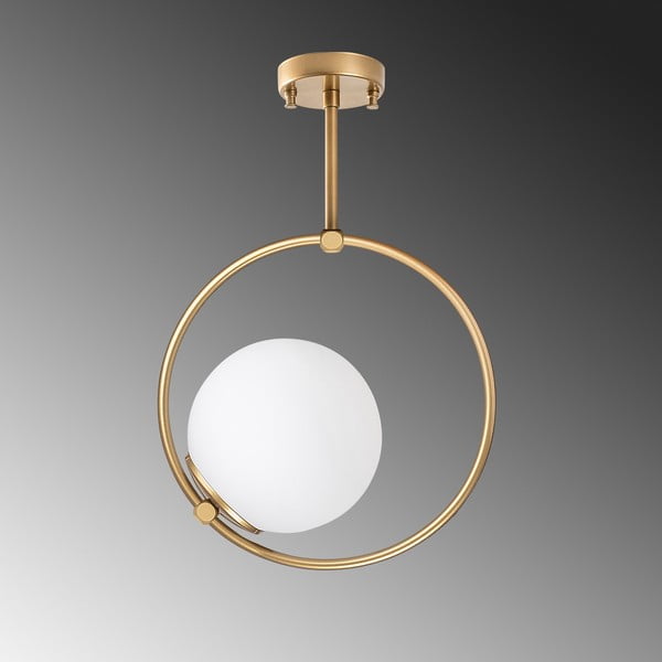 Бяло/в месингов цвят осветително тяло за таван със стъклен абажур 39x26 cm Dolunay – Opviq lights-image-4