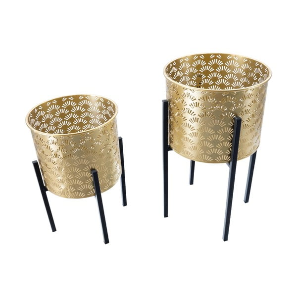 Комплект от 2 стойки за саксии в златисто, височина 38 cm Glissy - Mauro Ferretti-image-3