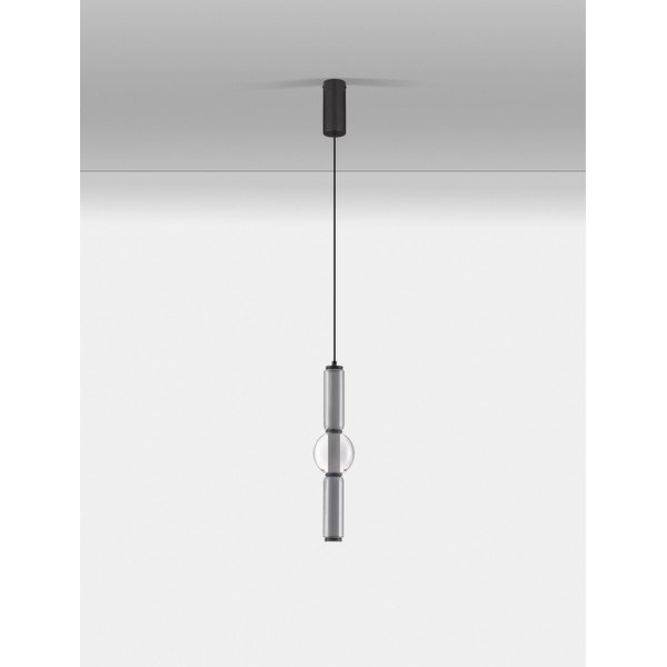 Сиво стъклено LED затъмняващо се висящо осветително тяло ø 12 cm Ulon – Nova Luce-image-1