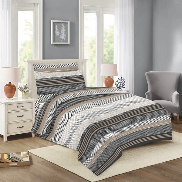 Черно-кафяво памучно спално бельо за единично легло 140x200 cm Nela - Cotton House