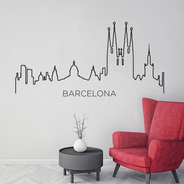 Стикер за стена във формата на очертанията на град Барселона - Ambiance