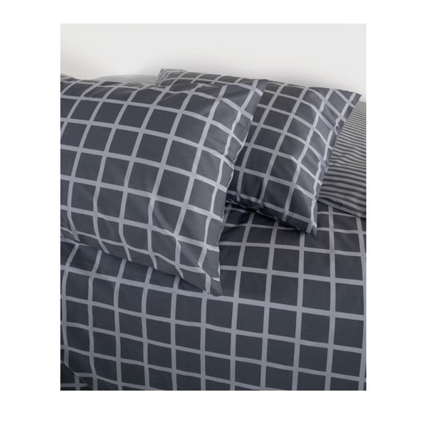 Сиво двойно удължено спално бельо от памук Renforcé 240x220 cm Linear Calm Geometric – Mila Home Luxury-image-4