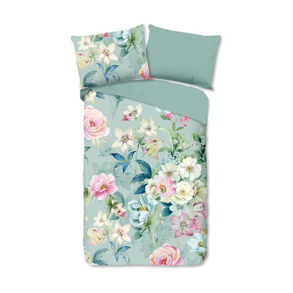 Памучно спално бельо за единично легло в зелено - ментол 140x200 cm - Good Morning