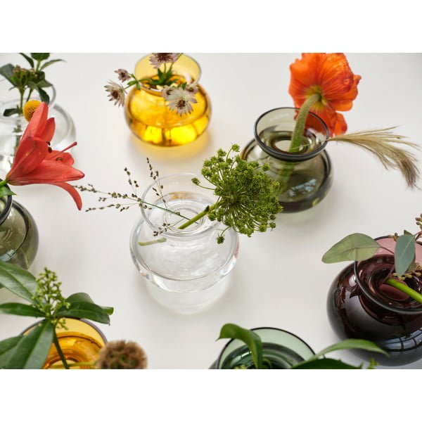 Стъклена ръчно изработена ваза в цвят жълта охра (височина 9 cm) Inu – Zone-image-1