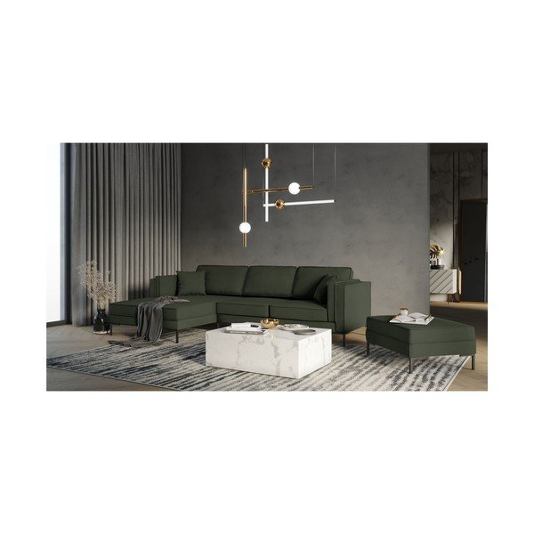 Тъмнозелен ъглов диван , ляв ъгъл Attilio - Milo Casa-image-4