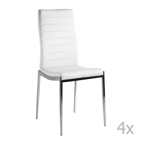 Sada 4 bílých jídelních židlí Pondecor Saul