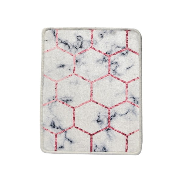 Бяла/сива постелка за баня 60x40 cm Honeycomb - Foutastic-image-2