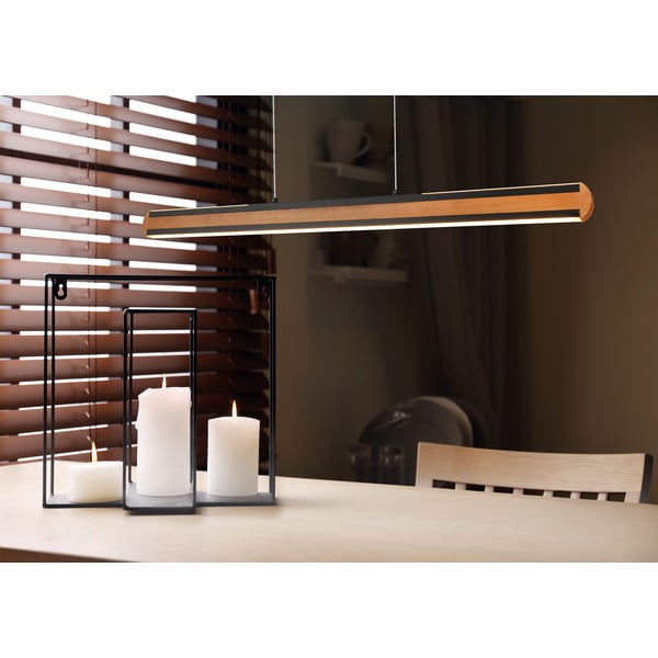 Черно и естествено LED висящо осветително тяло Deacon – Trio-image-1