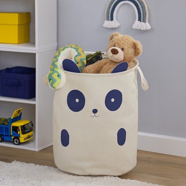 Бяла текстилна детска кошница за играчки ø 38x48 cm Mimo Panda Face – Premier Housewares-image-3