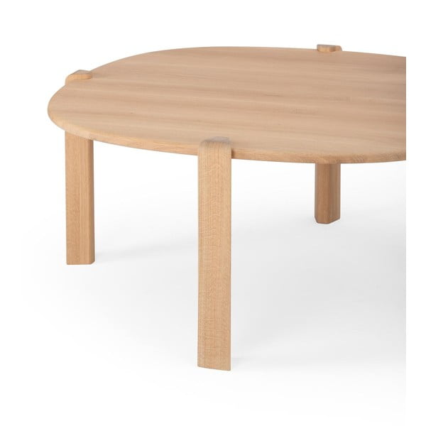 Кръгла масичка за кафе от масивен дъб в естествен цвят ø 100 cm Kulin – Gazzda-image-4