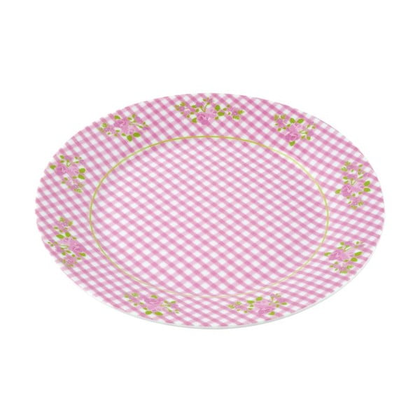 Porcelánový talíř Karo, růžový 4 ks