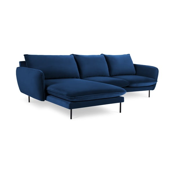 Ъглов диван от синьо кадифе (ляв ъгъл) Vienna - Cosmopolitan Design