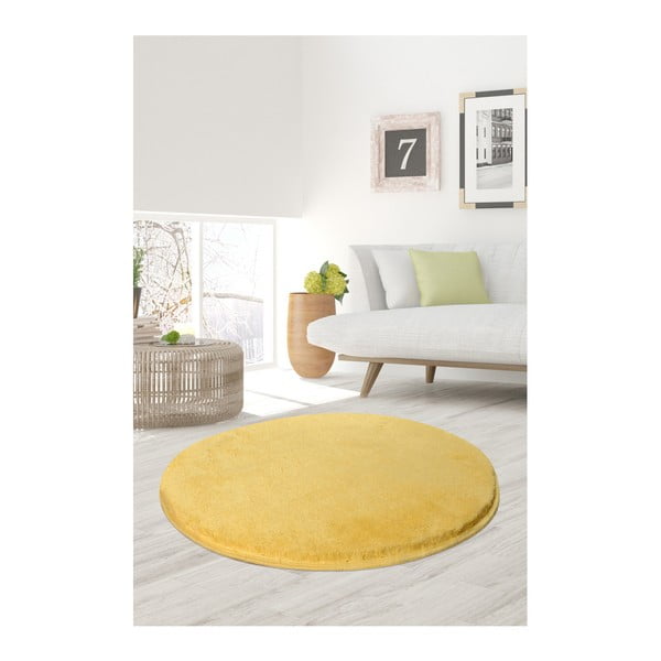 Жълт килим Милано, ⌀ 90 cm - Unknown