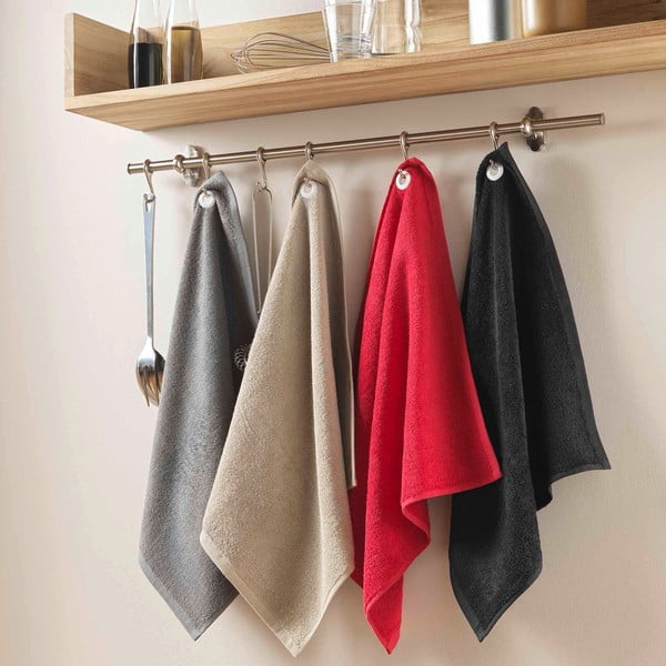 Черна памучна кърпа от тери 50x50 cm Cuistot – douceur d'intérieur-image-1