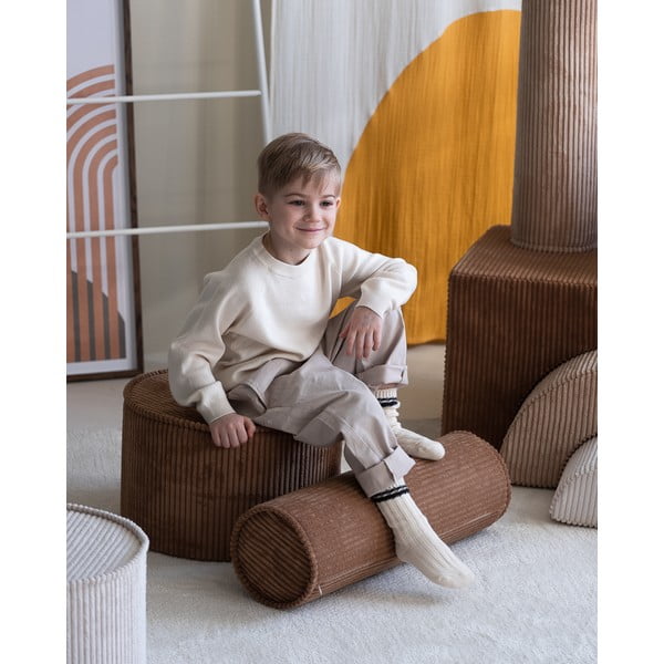 Кафяв детски пуф от рипсено кадифе – Wigiwama-image-1