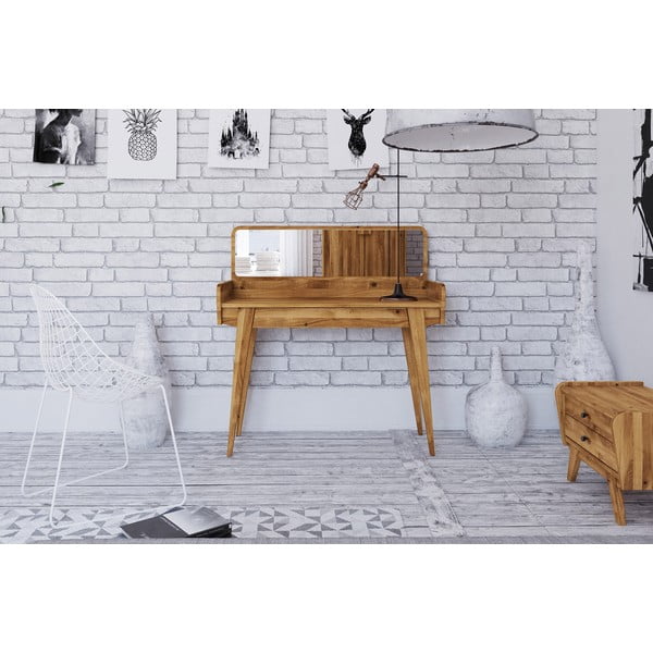 Дъбова тоалетка с огледало 110x45 cm Retro - The Beds-image-3