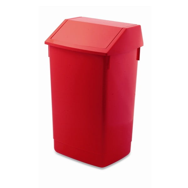 Червена кофа за боклук с капак на панти , 41 x 33,5 x 68 cm - Addis