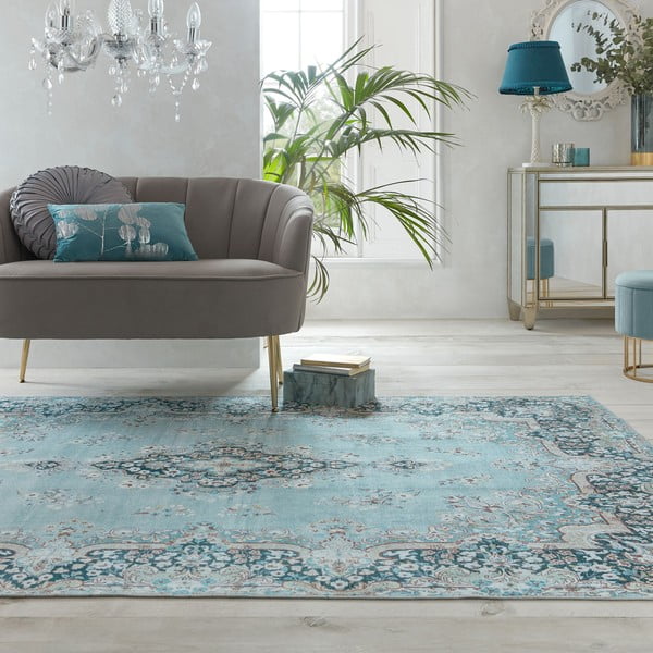 Тюркоазен килим, който може да се мие, 80x150 cm FOLD Colby - Flair Rugs-image-4