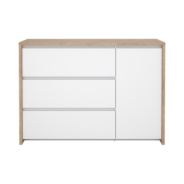 Скрин от дъбов декор в бял и естествен цвят 119x84x48 cm Next – Tvilum