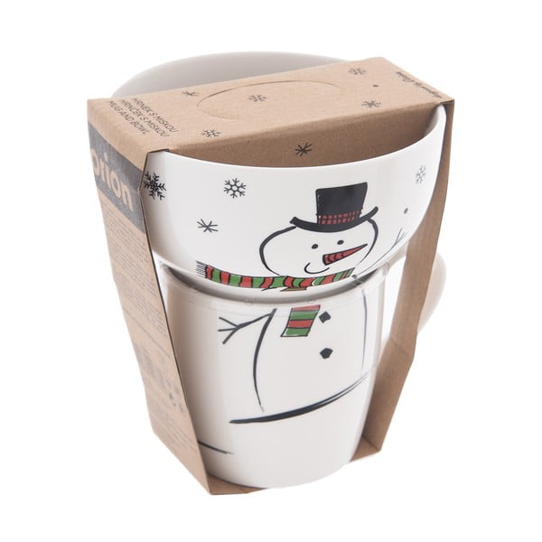 Бял порцеланов комплект чаша и купа 2 бр. с коледен мотив 350 ml – Orion-image-4