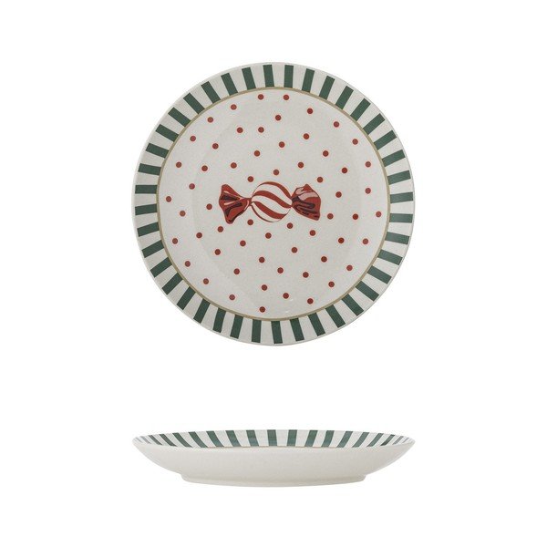 Бяла десертна глинена чиния с коледен мотив ø 16 cm Yule – Bloomingville-image-3