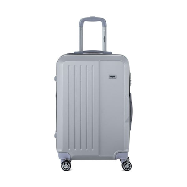 Лек пътнически куфар в сребристо на колелца с кодово заключване Chandler, 70 л - SINEQUANONE