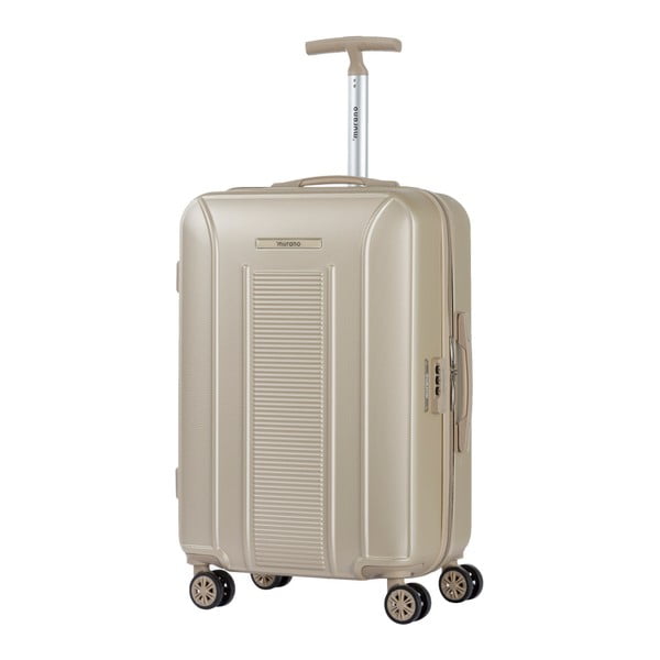 Béžový kufr na kolečkách ve stříbrné barvě Murano Meridian, 65 x 40 cm
