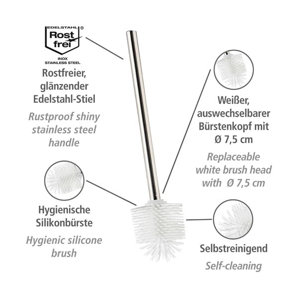 Сменяема четка за тоалетна с дръжка от неръждаема стомана - Wenko-image-2