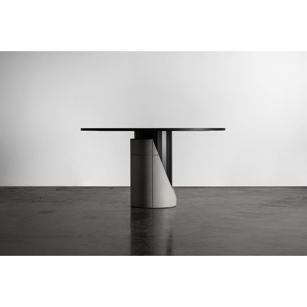 Кръгла маса за хранене с дъбов плот 140x140 cm Sharp - Lyon Béton-image-1