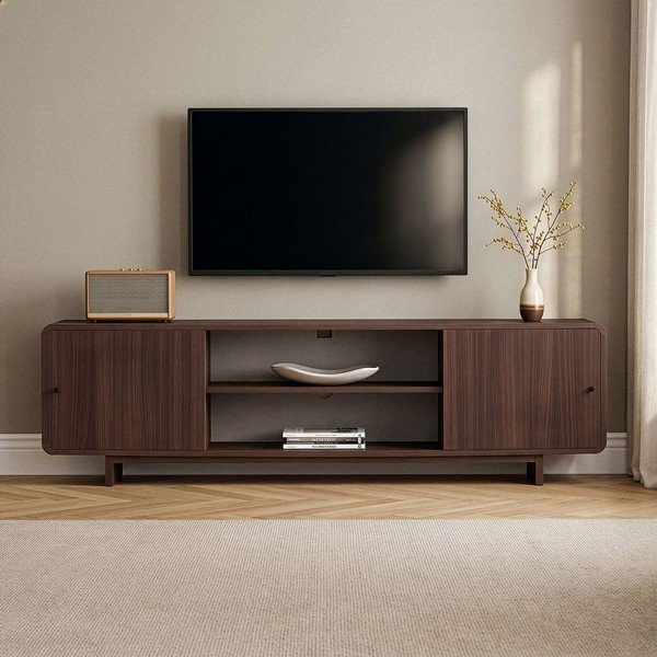 Маса за телевизор от декор от орех в тъмно естествен цвят 180x52x34 cm Mirel – Nordure-image-1