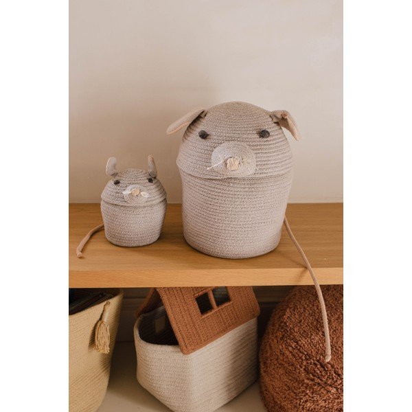 Сива текстилна детска кошница за играчки ø 15x15 cm Mini Renata the Rat – Lorena Canals-image-1