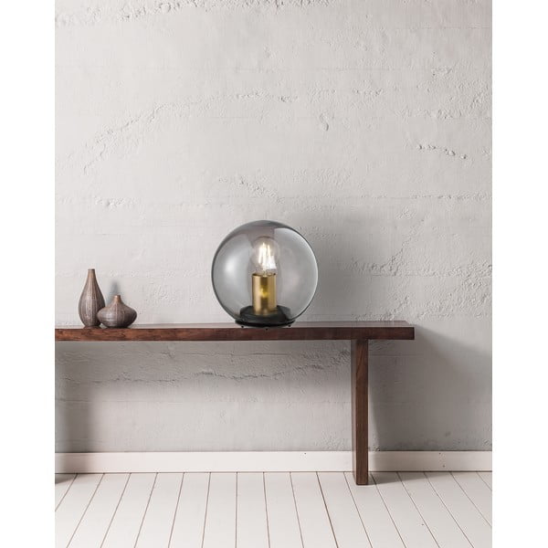 Черна настолна лампа със стъклен абажур Dini – Fischer & Honsel-image-1