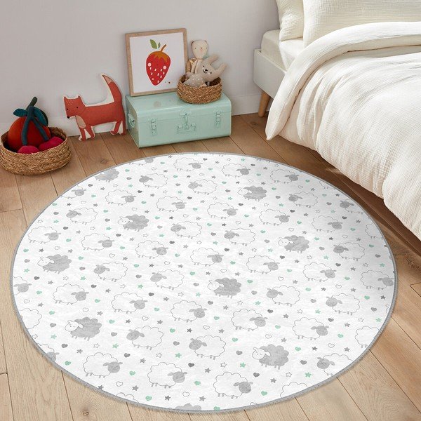Детски килим в светло сиво и бяло ø 80 cm Comfort - Mila Home-image-3