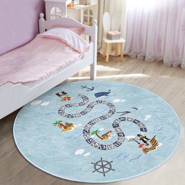 Светлосин детски килим ø 100 cm Comfort - Mila Home-image-1
