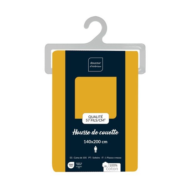 Жълта единична памучна олекотена завивка 140x200 cm Lina – douceur d'intérieur-image-2