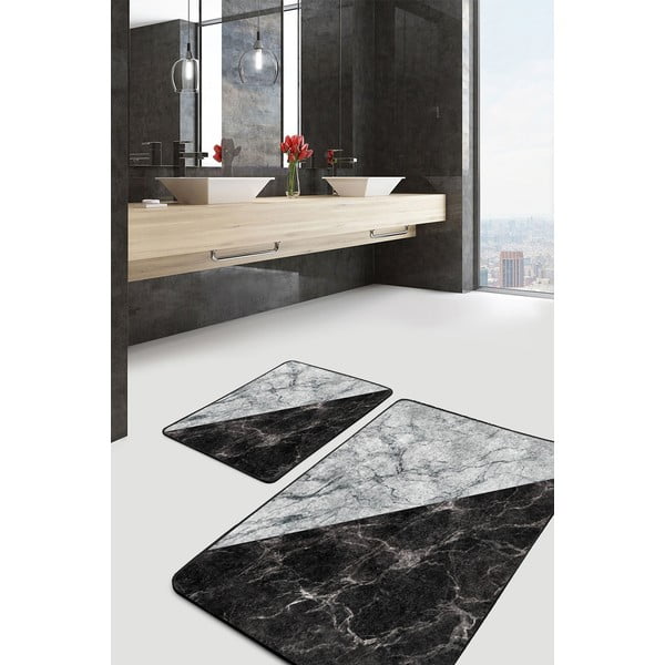 Черно-бели изтривалки за баня в комплект от 2 броя 60x100 cm - Mila Home-image-1