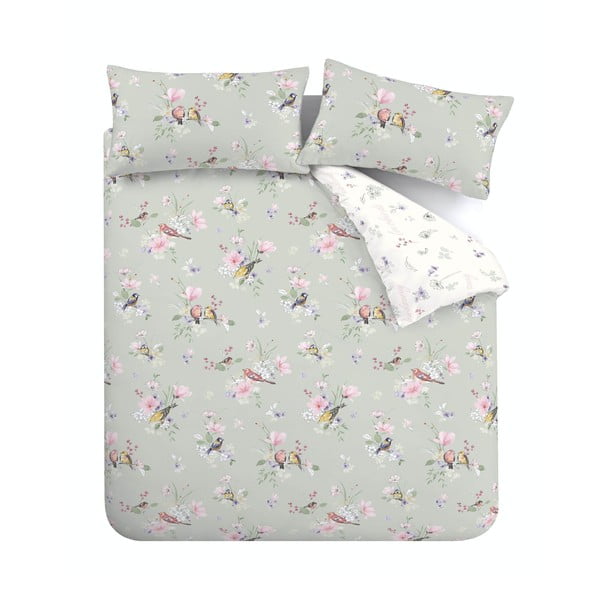 Светлозелено единично спално бельо 135x200 cm Songbird - Catherine Lansfield