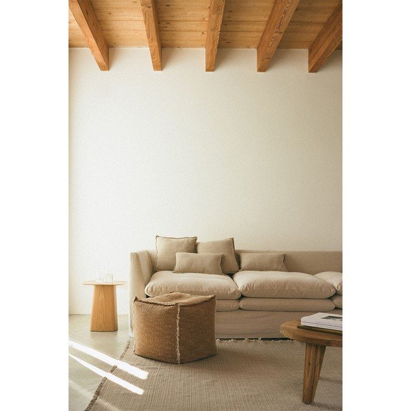 Пуф в цвят жълта охра Handloom – Lorena Canals-image-1