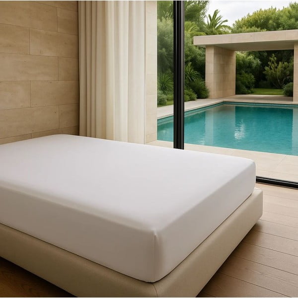 Бял еластичен чаршаф от памук Renforcé 200x140 cm Ranforce – Mila Home Luxury-image-3