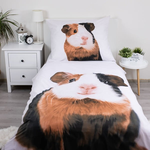 Бяло единично  памучно детско спално бельо 140x200 cm Guinea Pig – Jerry Fabrics-image-1