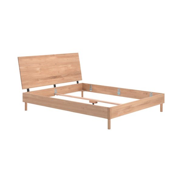 Двойно легло от масивен дъб без ламелно дъно в естествен цвят 160x200 cm Forrest – Vipack-image-2