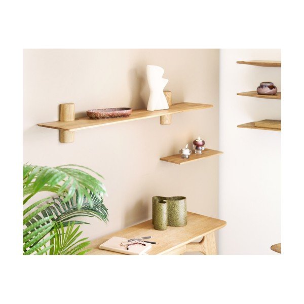 Стенен рафт от масивен дъб в светло естествен цвят 110 cm Calcata – House Nordic-image-1