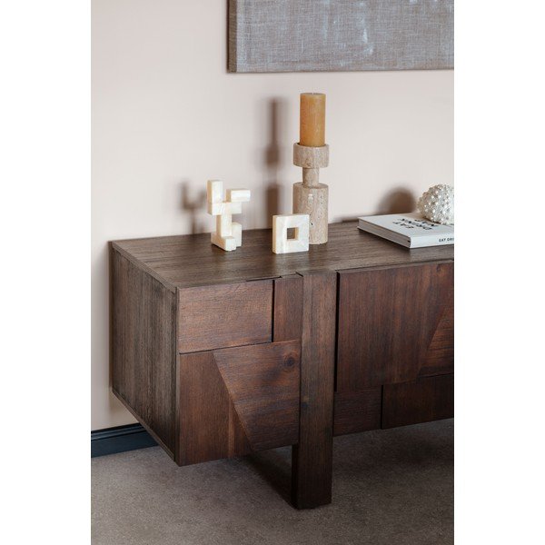 Маса за телевизор от масивна дървесина в тъмно естествен цвят 188x60x45 cm Bruneau – Dutchbone-image-4