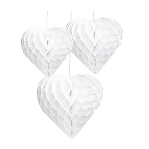 Papírové dekorace Honeycomb Hearts, 3 kusy