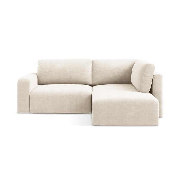 Кремав шенилов сгъваем/с място за съхранение ъглов диван (десен ъгъл/L форма) Kona – Makamii